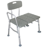 ZNTS Medical Bathroom Safety Shower Tub Aluminium Alloy Bath Chair Transfer Bench with Back & Handle Gray 23066478