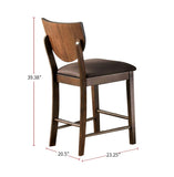 ZNTS Set of 2pc Counter Height Chairs Dining Room Walnut Finish Solid wood Dark Chocolate Fabric B011P214969