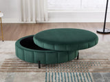 31.5"W Upholstered Round Ottoman With Reversible Lid, Velvet Storage Stool, Channel Tufted W3118P272636