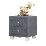 Elegant Velvet Nightstand with 2 Drawers and Crystal Handle, Storage Bedside Table with 63928278