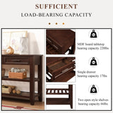 Console Sofa Table with 2 Storage Drawers and 2 Tiers Shelves, Mid-Century Style 42'' Solid Wood W120284583