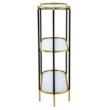 ZNTS 48.5x16.5x50" 3-Tier Metal Console Table, Black Gold Mirrored Shelf W2078125787