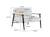 27.56" Modern Accent Chair with Plush Cushions, Minimalist Metal Frame, and Wooden Armrest Design N767P215306B
