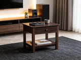 Dark Brown Set of 2 End Tables Side Table with Drawer, Top and Bottom Shelf for Small Spaces 78418661
