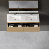 60'' Floating Bathroom Vanity Sink Combo, Modern Wall-Mounted Striped Bathroom Storage Cabinet W1573P265204