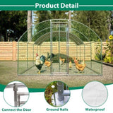 ZNTS 26'x9'x6'Large Metal Chicken Coop,Walk-in Poultry Cage,Chicken Run with Waterproof Cover,Outdoor 97259281