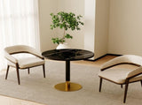 31.5" Round Modern Tulip Dining Table, Sintered Stone Tabletop with Luxury Faux Marble Print, W3316P457300