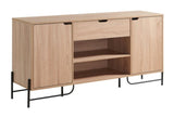 Buffet with Metal Legs with Two Door One Drawer Six Shelves - Light Brown & Black B107P147851