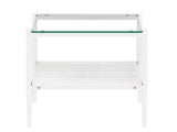 Set of 2 Rectangle End Table, Tempered Glass Tabletop with MDF layer, Modern Table for Living Room , W241P184247