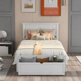 ZNTS Twin Size Platform Bed with Under-bed Drawer, White 87326066