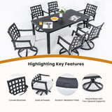 Modern Classic Outdoor Patio Cast Aluminum 2PCs Dining Swivel Rockers with Textured Ember Black W1886P272352
