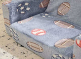 Glow-in-the-Dark Kids Foldable Sofa Bed All-Sponge Single Chaise Lounge Grey-Blue Ball Pattern 67916799