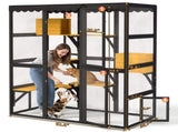 Cat Catio Outdoor Cat Enclosure for Multiple Indoor Outdoor Cats, Large Wooden Walk-in Cat House W3166P475540