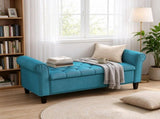 50 Inch End of Bed Storage , Button Tufted Bench with Rolled Arms & Wood Legs 62380519