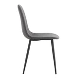 Comfortable Linen-Cotton Dining Chair Set - Six Pieces in Dark Gray.Integrated Seat and W1151P283077