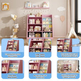 Pink Wooden Toy Storage Organizer Cabinet Kids Bookshelf Children Bookcase Toddler Baby Sling Book W2876P233538