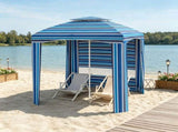 Blue Stripe 5.8ft x 5.8ft Travel Beach Umbrella with Side Walls, Air Vents, Ruffles and Carry Bag 41571759