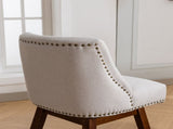 Counter Height Swivel Barstools, 26'' H Seat Height Upholstered Bar Stools Set of 2, Fabric in Ivory W1143P151490