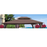 13x10 Ft Patio Double Roof Gazebo Replacement Canopy Top Fabric,Brown W41941991