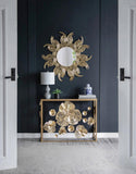 38" Sunburst Metal Decorative Mirror with Gold Finish, Boho Wall Decor Sun Mirror for Living Room W2078124327