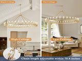 63.8 INCH 36-Light Extra Large Wagon Wheel Chandelier, Gold Farmhouse Round Wheel Chandelier Light W5008P543830