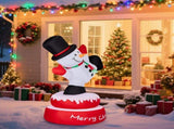 4.8FT Lighted Christmas Inflatable Decoration, Large Rotating Snowman with Motor, Funny Blow Up Yard 93438441