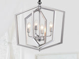 4-Light Farmhouse Chandeliers, Matte Black and Sliver Matte Black Vintage Cage Light Fixture W1592P230610