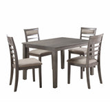 ZNTS Beautiful Gray Finish 5pc Dining Set Table and 4 Side Chairs Set Fabric Upholstery Wooden Furniture B011P170909