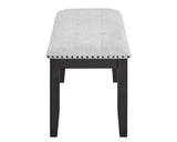 1pc Transitional Upholstered Dining Bench Light Gray Upholstery Black Finish Legs Nailhead Tufted B011P196929