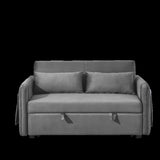 55" Modern Convertible Sofa Bed with 2 Detachable Arm Pockets, Velvet Loveseat Sofa with Pull Out W119363990