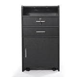 Salon Styling Station with 2 Drawers, 2 Hair Dryer Holders and 1 Cabinet, Black W2181P155877