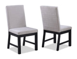 2pc Black Finish Side Chair Gray Fabric Full Back Upholstery Contemporary Transitional Style Dining B011P162544