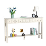 ZNTS [Replace code:71522742]Long Console Table Entryway Table with Different Size Drawers and Bottom 79017046