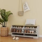 Shoe Storage Bench with 2 Flip Drawers and Adjustable Shelf for Entryway, Hallway, Bedroom-Antique W1120P290636