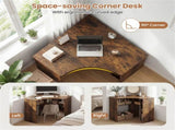 L-Shaped Corner Computer Desk 90&deg Triangle Home Office Desk with Adjustable Storage Shelves 08537241