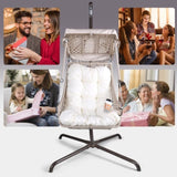 ZNTS Swing Egg Chair with Stand Indoor Outdoor, Wicker Rattan Frame 350lbs Capacity Hammock Chair for W2707P184385