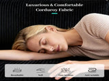 Convertible Corduroy L-shaped Sectional Bed With Storage & Cup Holder Armrest Modern Sleeper 94072464