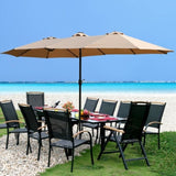 15x9ft Large Double-Sided Rectangular Outdoor Twin Patio Market Umbrella with light and base- taupe W419P145383