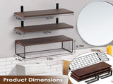 2 in 1 Floating Shelves with Storage Basket, Sturdy Paulownia Wood Wall Shelves for Bathroom Living 04949736