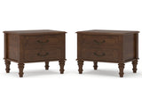 Farmhouse Nightstand with 2 Drawer, Traditional Wood Bedside Table, Wood Storage End Table with 4 W5819P523846