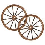 2pcs 30-Inch Old Western Style Garden Art Wall Decor Wooden Wagon Wheel Brown 29619922