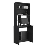 Computer Hutch Desk, Lower Shelf, Four Shelves, Black B097133217