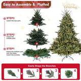 Artificial 7ft Green Christmas Tree with 2257 PE/PVC Mixed Branch Tips, 750L warm white led, memory 04434057