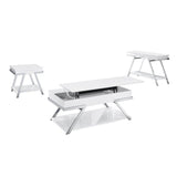 ZNTS Contemporary Style White 1pc Sofa Table High Gloss Finish Chrome Frame Console Table Gorgeous Living B011P207456