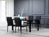 4pcs Elegant Dining Chairs with 6 Grids Decoration Backrest White Cushion Black 69161445