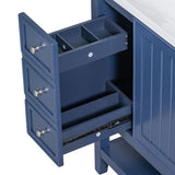 ZNTS 36" Bathroom Vanity with Sink Combo, One Cabinet and Three Drawers, Solid Wood and MDF Board, Blue 36929776