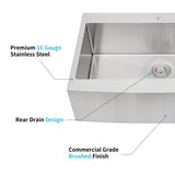 33x22x10"Farmhouse Apron Single Bowl Stainless Steel Kitchen Sink W2898P228903