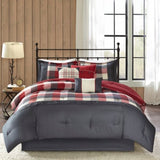 7 Piece Herringbone Comforter Set Red Cal King B03597007