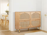 2 rows of 4 dump buckets with high feet arched rattan surface shoe cabinet density board with 90680718
