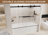 56-60" W x 60" H Frameless Double Sliding Shower Door, Premium 1/4" Thick Tempered Glass With T5595P489719